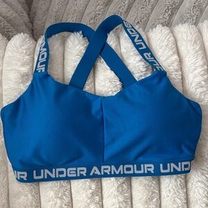 Under Armour Blue Crossback Logo Elastic Sports Bra